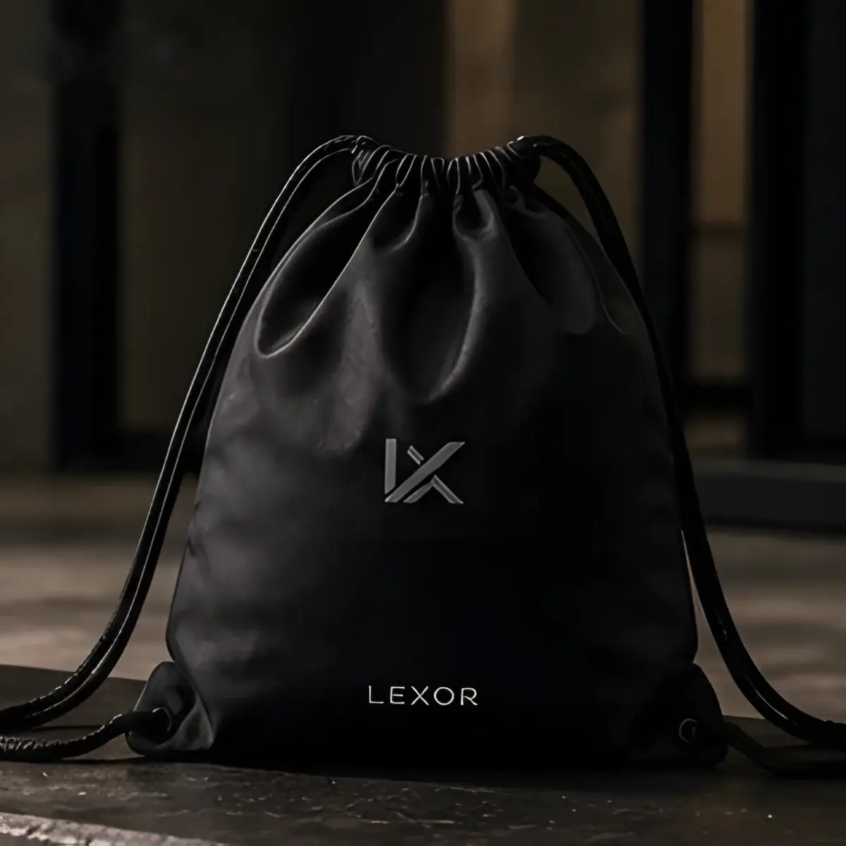 Gymsack negra de cuerdas con logo