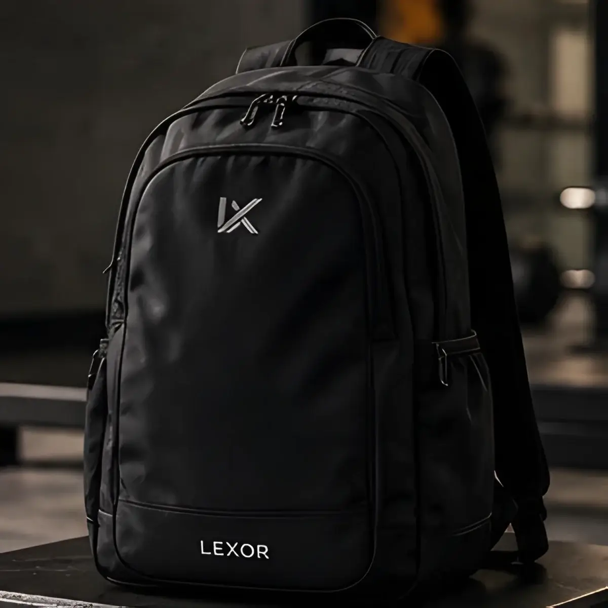 Mochila negra con logo