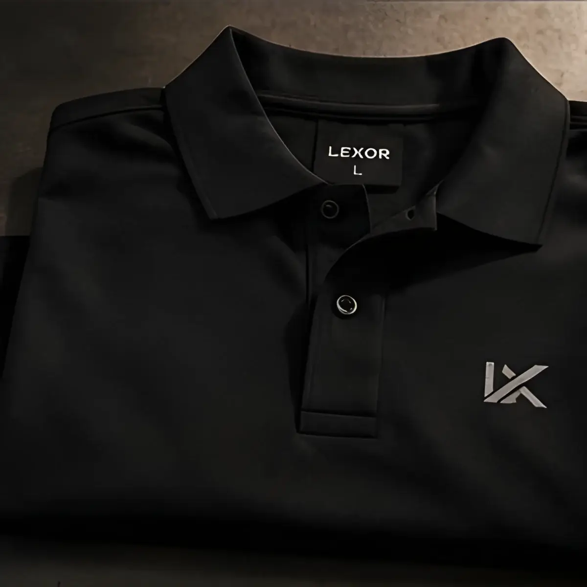Polo negro con logo bordado en el pecho