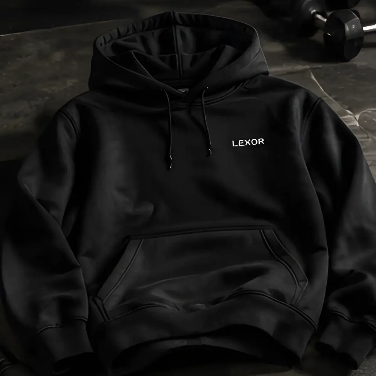 Sudadera negra con capucha y logo en el pecho